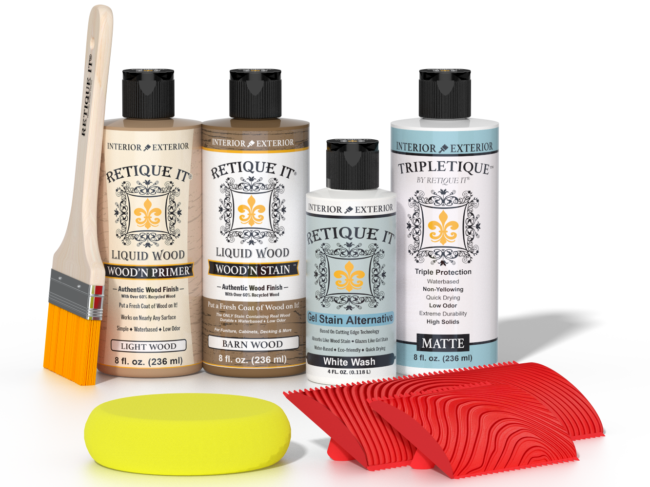 Retique It® Wood'n Finish Kit French Oak stain applied to a tabletop with wood grain details