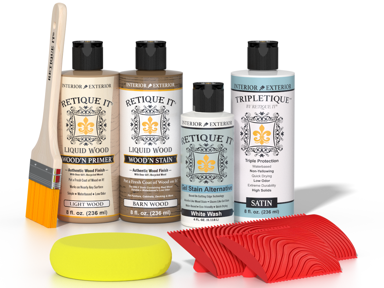 Retique It® Wood'n Finish Kit in French Oak for interior top coat application on wood surfaces.