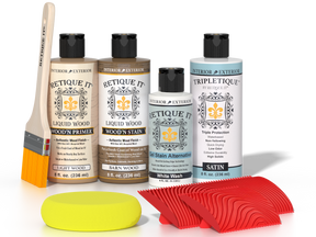 Retique It® Wood'n Finish Kit in French Oak for interior top coat application on wood surfaces.