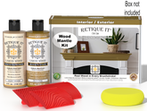 Retique It® Fireplace Mantel Wood'n Finish Kit in Old Oak stain, showing the stain application on a wooden mantel.