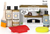 Retique It® Fireplace Mantel Wood'n Finish Kit in Old Oak stain, featuring stain bottles and application tools for wood finishing.