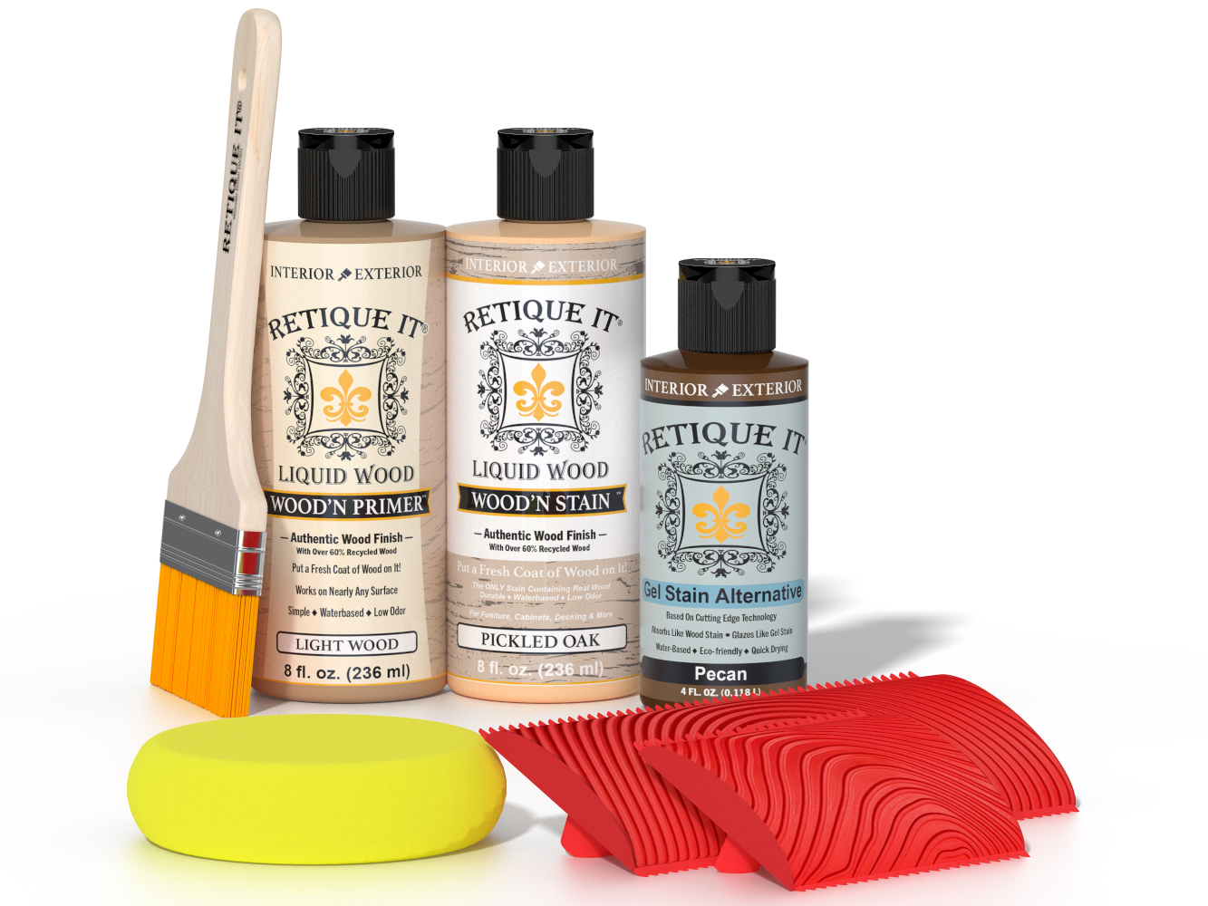 Retique It® Wood'n Kit in Pickled Oak finish, a versatile wood finishing set with stain and sealant for furniture projects.