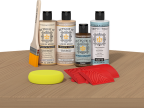 Retique It® Wood'n Finish Kit in Pickled Oak for interior top coat, shown on a wooden table surface.