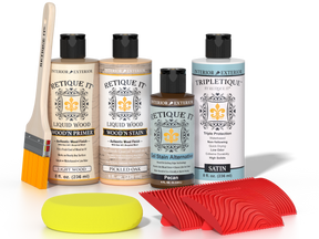 Retique It® Wood'n Finish Kit in Pickled Oak with interior top coat, includes wood finish components for furniture or cabinetry.