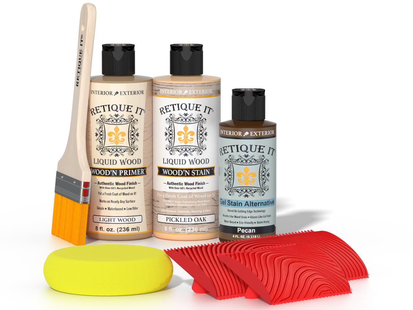 Multi-purpose Wood'n Kit in Pickled Oak finish by Retique It® for wood staining and finishing projects.