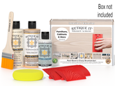 Sun-bleached Retique It® Wood'n Finish Kit for multi-purpose wood finishing, shown in its box with various components.