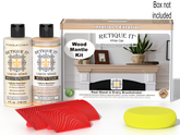 Retique It® Wood'n Finish Kit in White Oak for fireplace mantels, includes stain and application tools visible in the image.