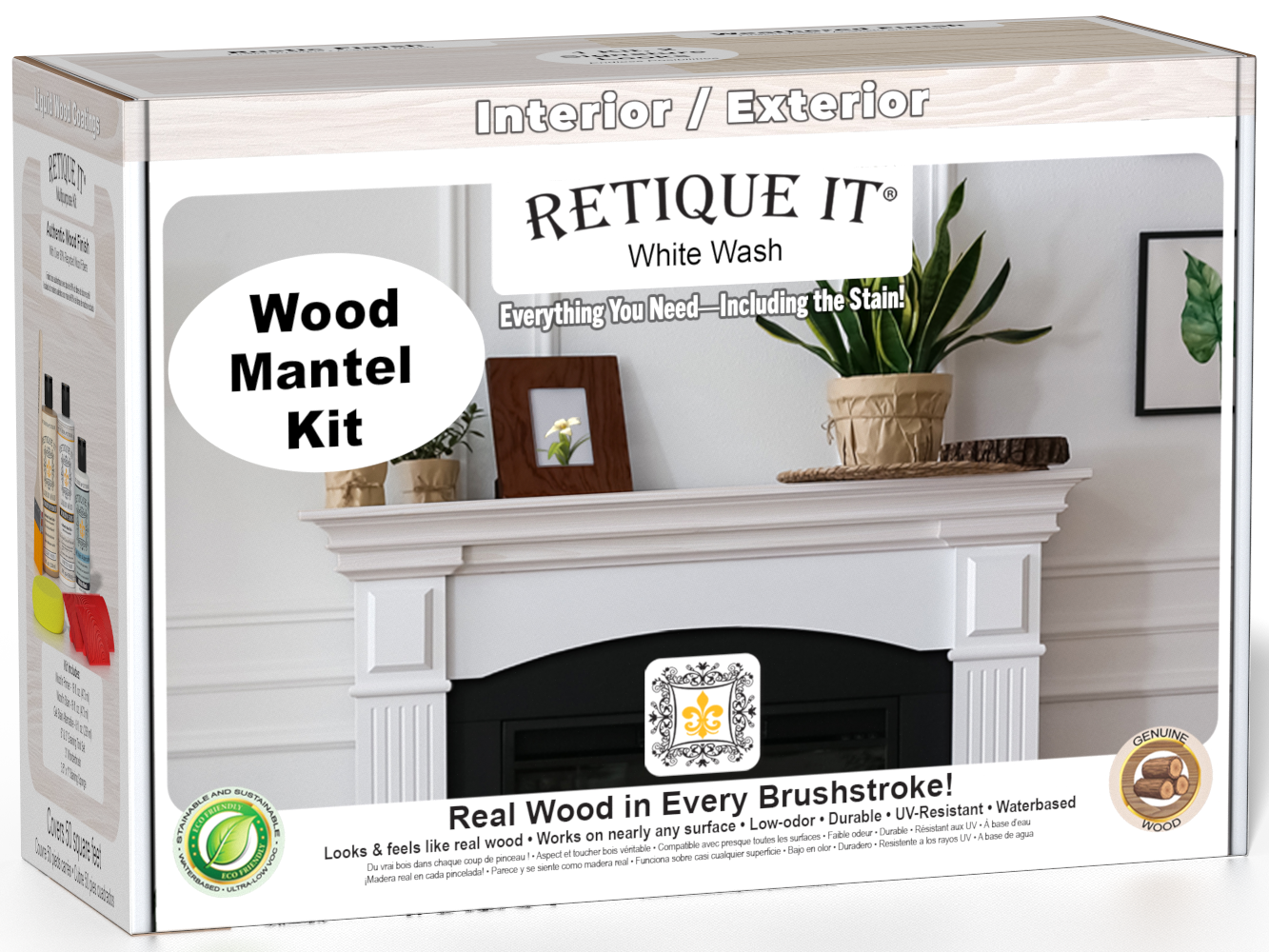 Fireplace Mantel Wood'n Finish Kit - White Wash