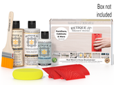 Retique It furniture care products including bottles, a brush, and a box on a white background.