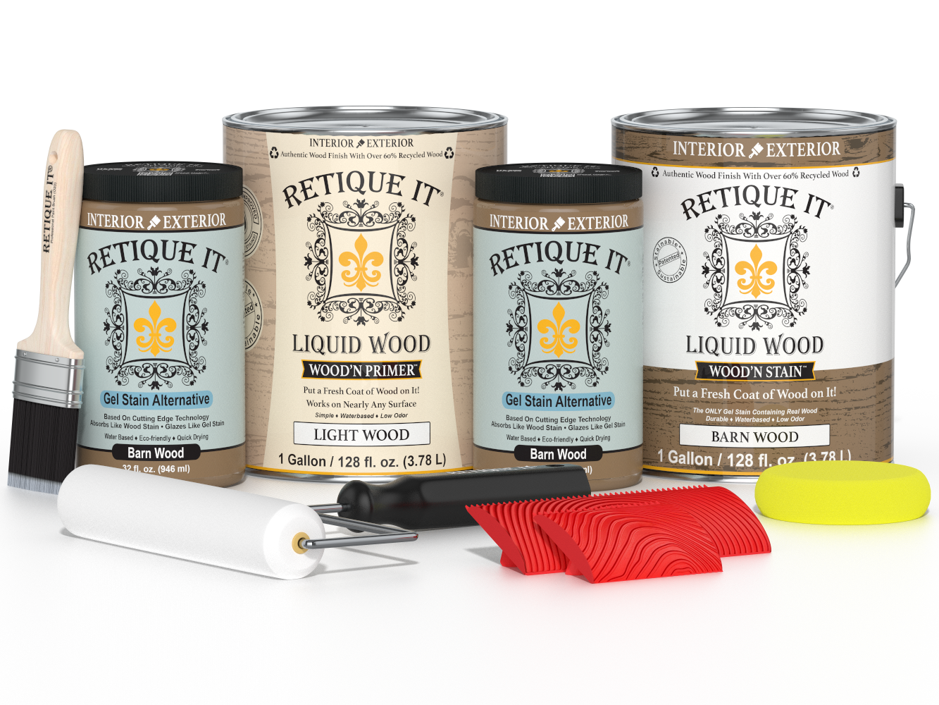 Retique It® Wood'n Finish Kit in Barn Wood includes four large wood finishing products for multi-purpose woodworking projects.