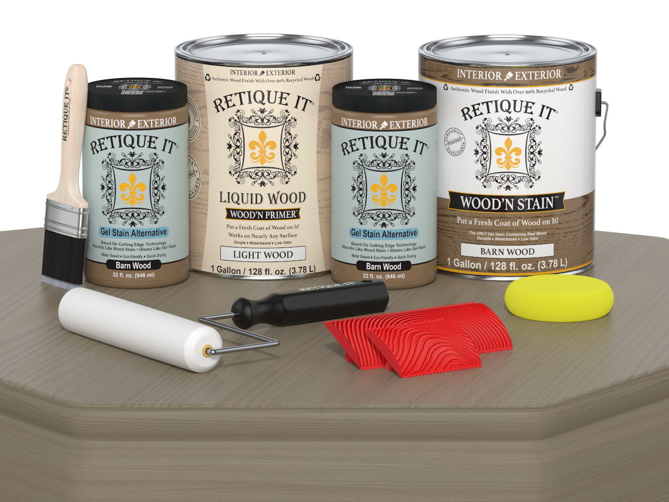 Retique It wood stain and related products on a wooden surface