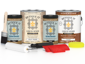 Multi-purpose Wood'n Kit by Retique It® in cedar, includes four large wood finish containers, ideal for wood projects.