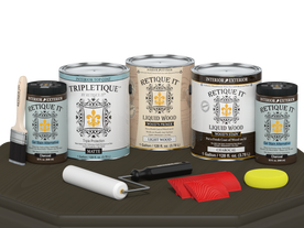 Retique It Wood'n Finish Kit in Charcoal with interior top coat, includes four large multi-purpose wood finishing products.