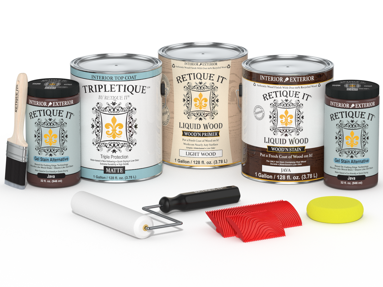 Retique It Wood'n Cabinet Kit Java stain with 48 grained cabinet doors for a matte wood finish.