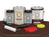 Retique It Wood'n Cabinet Kit Java stain with 48 door grained finish displayed on a table.