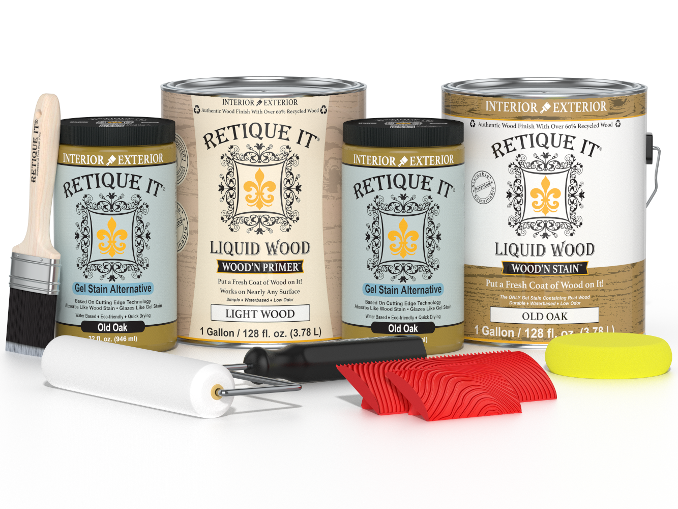 Retique It® Wood'n Cabinet Kit with 48 grained Old Oak stained cabinet doors, showcasing natural wood grain and finish.