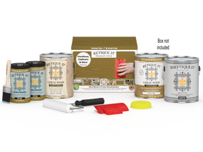 Retique It® Wood'n Finish Kit with four large Old Oak exterior top coats and applicator palette in a box.