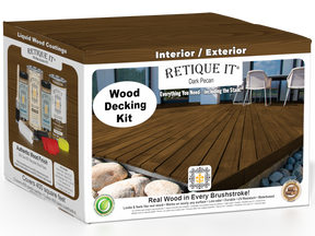 Dark Pecan Decking Wood'n Kit stain by Retique It® showing a close-up of the wood with rich, dark pecan color and smooth finish.