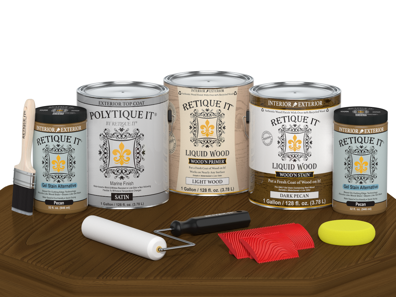 Retique It® Decking Wood'n Kit in Dark Pecan stain, featuring a satin finish on wood decking boards.