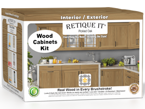 Image of Retique It Wood'n Cabinet Kit with 48 pickled oak grained doors, showcasing stained wood cabinet components.