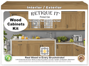 Retique It® Wood'n Cabinet Kit with 48 pickled oak grained doors, showcasing natural wood grain and finished front view.