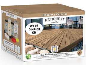 Retique It® Decking Wood'n Kit in Pickled Oak stain, featuring natural wooden decking boards with a pickled oak finish.