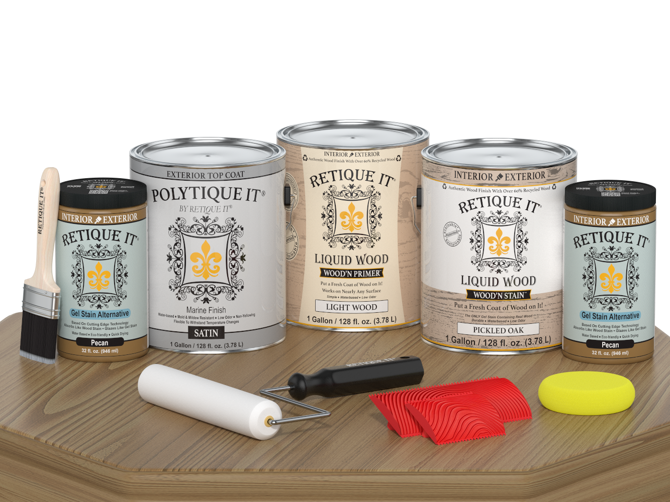Swatch of Retique It® Wood'n Kit pickled oak interior top coat showing natural wood finish and color variations.