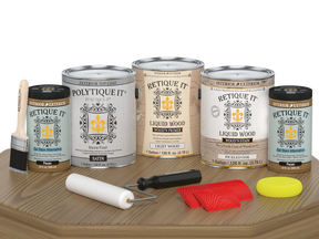 Swatch of Retique It® Wood'n Kit pickled oak interior top coat showing natural wood finish and color variations.