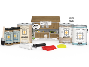 Retique It® Wood'n Cabinet Kit with pickled oak stain, 48 grained cabinet doors and hardware, natural wood finish.