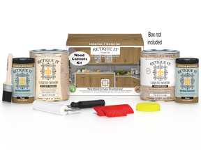 Pickled oak Wood'n Cabinet Kit with 48 grained doors by Retique It® for stained wood cabinet projects.