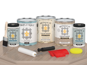 Sun bleached Wood'n Cabinet Kit by Retique It® with 48 grained cabinet doors and satin finish, designed for wood furniture.