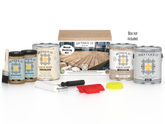 White Oak Decking Wood'n Kit stain by Retique It®, showing a box of staining supplies for outdoor wooden decks.