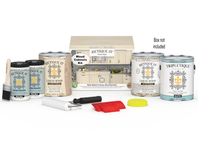 Retique It® Wood'n Cabinet Kit with 48 white wash grained cabinet doors and stain options, showcasing natural wood texture.