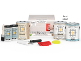 Retique It® Wood'n Finish Kit in White Wash for interior top coat, four large containers with applicator brushes included.