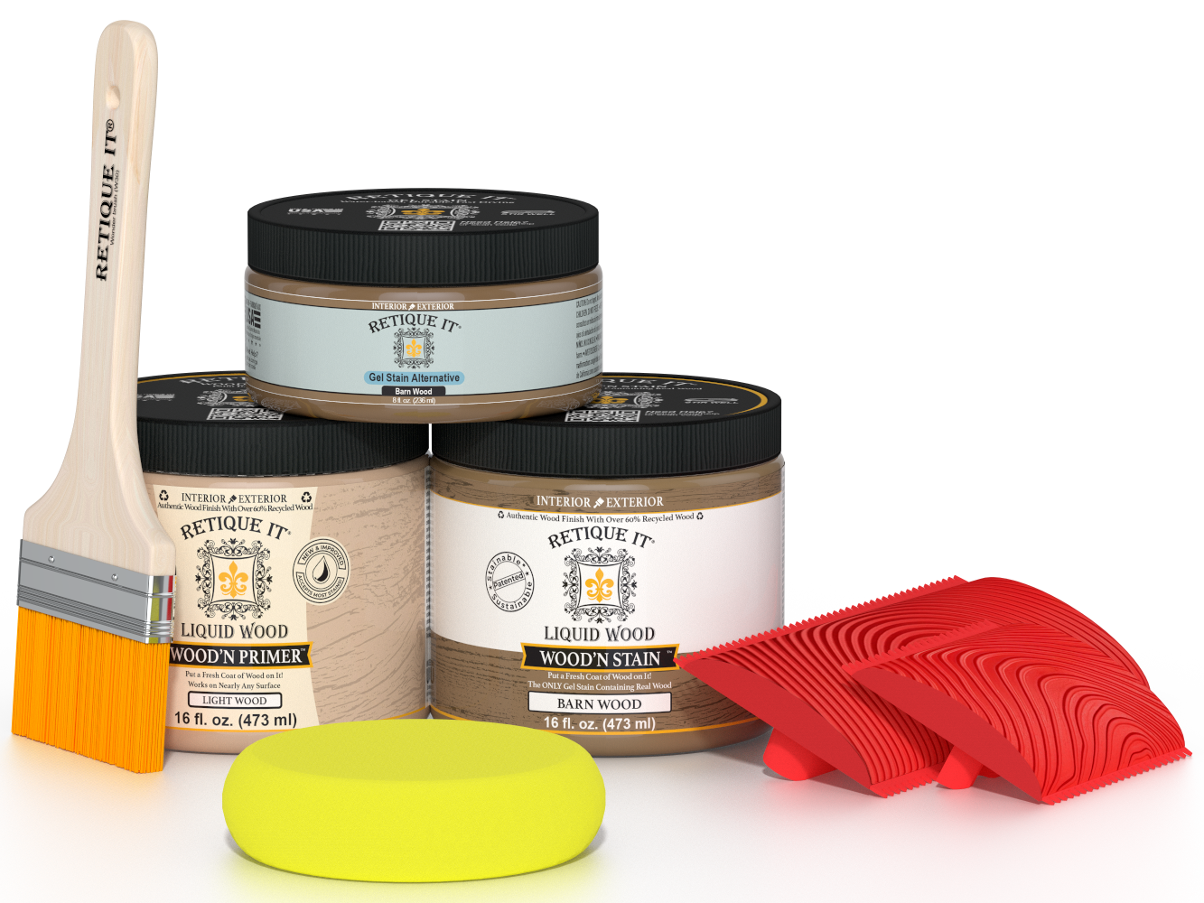 Multi-purpose Wood'n Kit (Med) by Retique It® featuring barn wood finish and tools for wood crafting and furniture projects.