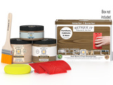 Retique It® Wood'n Finish Kit in Barn Wood for multi-purpose wood finishing, includes tools and supplies in a compact box.