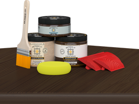 Retique It® Wood'n Finish Kit in Black Walnut, a multi-purpose wood finish kit displayed on a table.