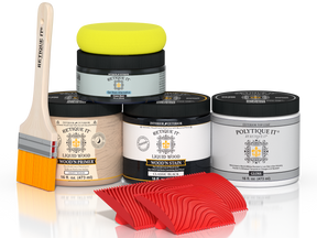 Retique It® Multi-purpose Smooth Finish Kit in classic black, exterior top coat for wood, with gloss finish and included application tools.