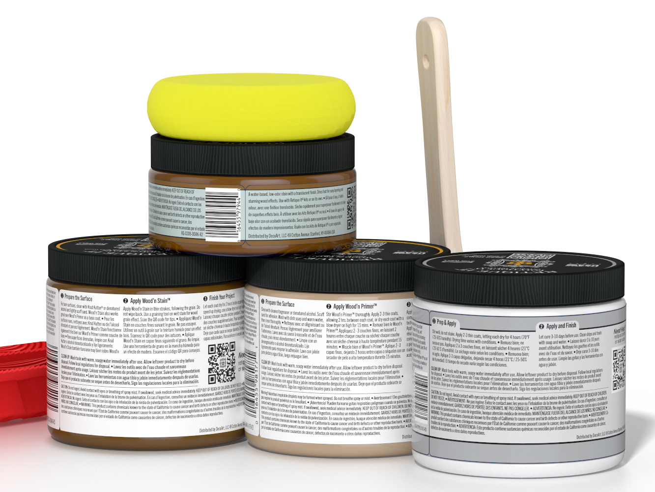 Back view of Retique It® Wood'n Kit (Med) in Dark Oak, showing the exterior top coat and wood finish application on a plate.