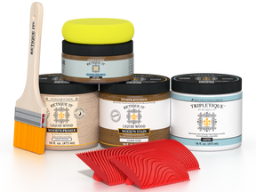 Dark oak multi-purpose Wood'n Kit by Retique It® for interior top coat, showing a satin finish on wood surface.