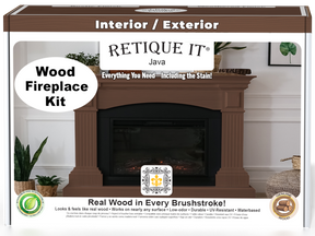 Retique It® Fireplace Wood'n Finish Kit in Java stain, full fireplace kit with stain containers and application tools.