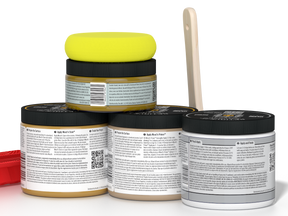 Retique It® Wood'n Finish Kit in Old Oak, multi-purpose exterior top coat with a wooden palette and back view detail.