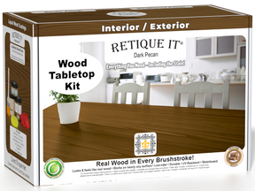 Retique It® Wood'n Finish Kit Double Size in Dark Pecan stain, featuring stains for tabletop wood finishing and restoration.
