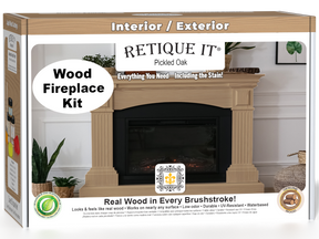 Retique It® Fireplace Wood'n Finish Kit in Pickled Oak stain, full fireplace stain set with wood finish for decorative fireplaces.