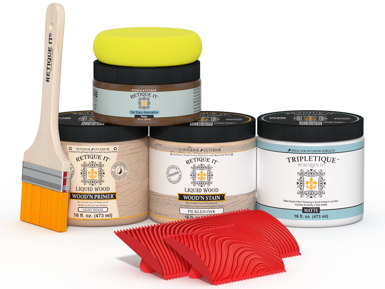 Retique It® Wood'n Finish Kit in Pickled Oak for interior top coat, featuring matte finish on wood surface.