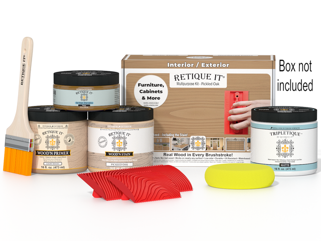 Retique It Multi-purpose Wood'n Kit in Pickled Oak finish, interior top coat for wood furniture and cabinetry.