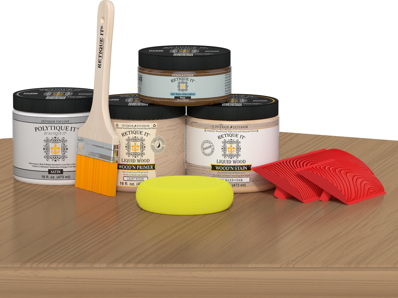 Wood'n Finish Front Door Kit - Pickled Oak — Satin kit contents