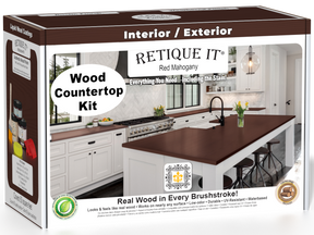 Red Mahogany stained countertop kit for kitchen island by Retique It®, featuring a sleek and durable surface.