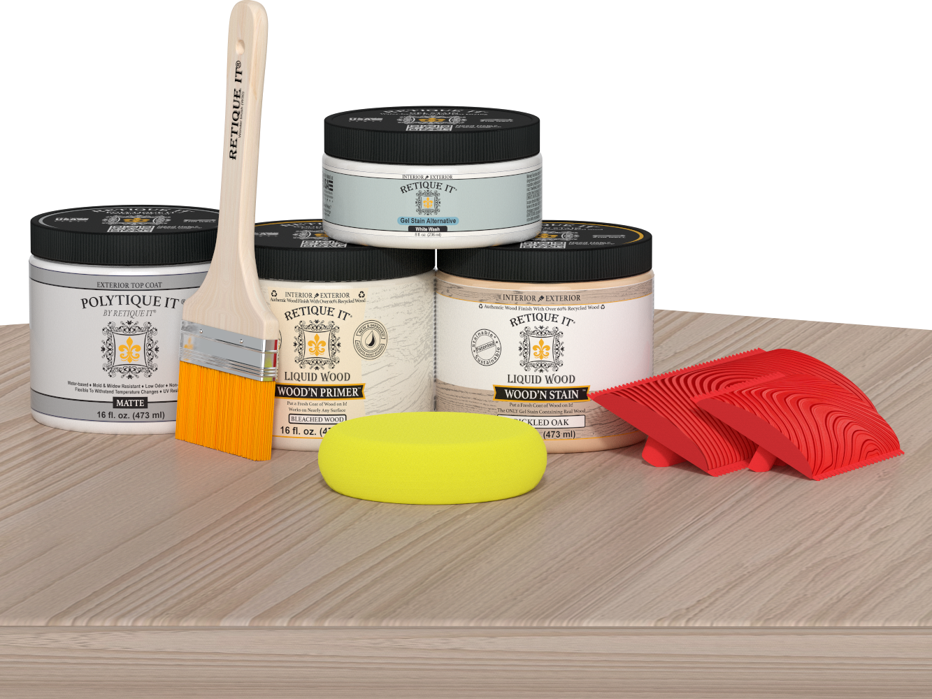 Wood'n Finish Front Door Kit - Sun Bleached — Matte kit contents