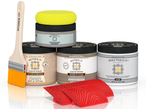 Retique It® Wood'n Kit in Weathered Wood finish, featuring a glossy exterior top coat for multi-purpose wood finishing projects.